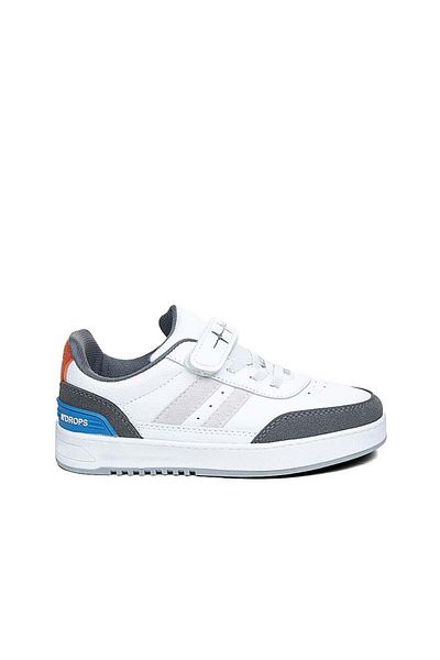Ndrops Pantofi sport sezonieri, ortopedici, cu velcro, piele albă pentru copii