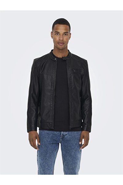 Only & Sons Erkek Siyah Renk Suni Deri Ceket 22011975