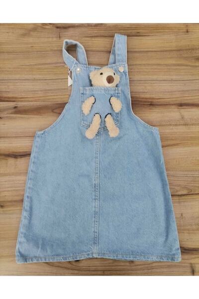 HZMİS KİDS Cepli Ayıcıklı Kız Çocuk Etekli Salopet