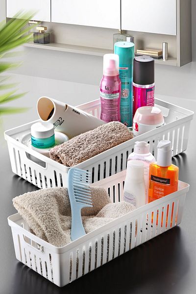 Nandy Home Σετ 6 Νο:2 Καλάθι Organizer ντουλαπιών πολλαπλών χρήσεων - Organizer μπάνιου ΛΕΥΚΟ