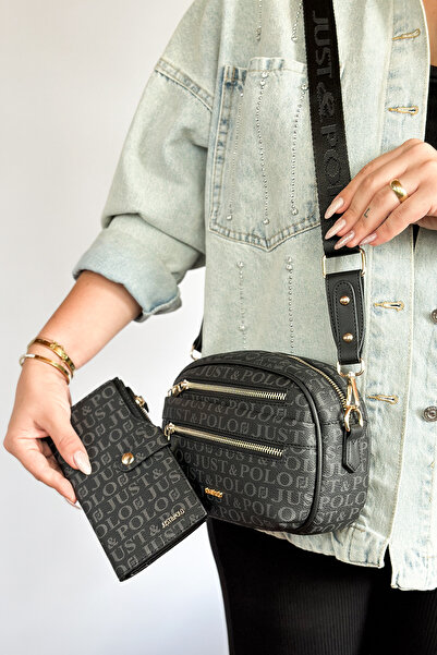 Just Polo حقيبة كتف نسائية متوسطة الحجم مكونة من 5 أقسام وحقيبة كروس 2183 بال...