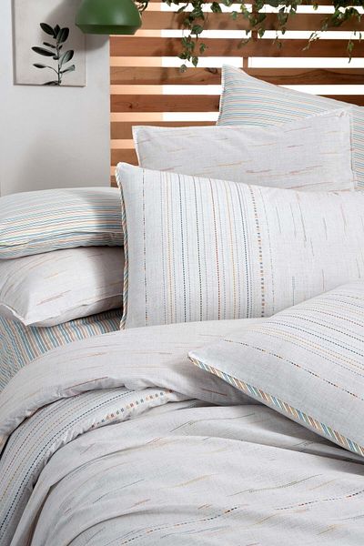 Sarev Diego White Double 100% Cotton Fancy Poplin Duvet Cover Set