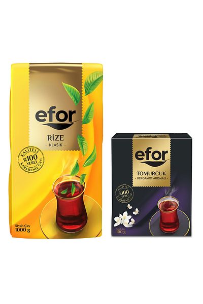 EFOR ÇAY Efor Rize Black Bulk Tea - 1,000 Gr + Bud Bergamot Flavored 100gr