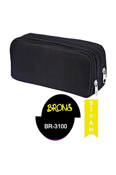 Mikasso Θήκη για στυλό με διπλό διαμέρισμα και δύο θήκες Μαύρο Br-3100 - Υφασ...