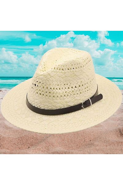 Mood Agenda Унисекс лятна плетена сламена шапка Fedora от органичен материал