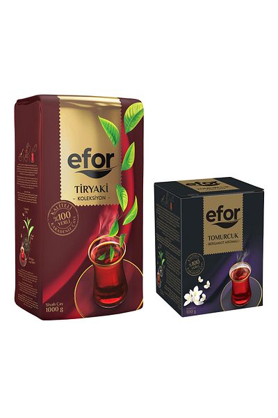 EFOR ÇAY Efor Black Tiryaki Bulk Tea 1,000gr + Bergamot Bud Flavored 100gr