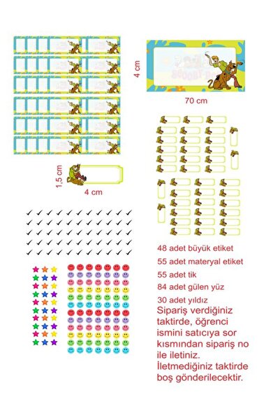 EyER Shoping Scooby Doo knjiga, sveska, školska etiketa, 270 komada, kroj komada