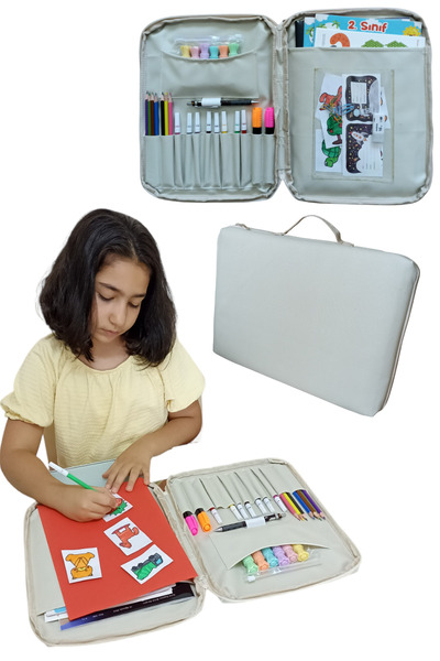 Wi Fro Boyama Defter Malzemeleri Çantası Çok Amaçlı Unisex Kırtasiye Malzemle...