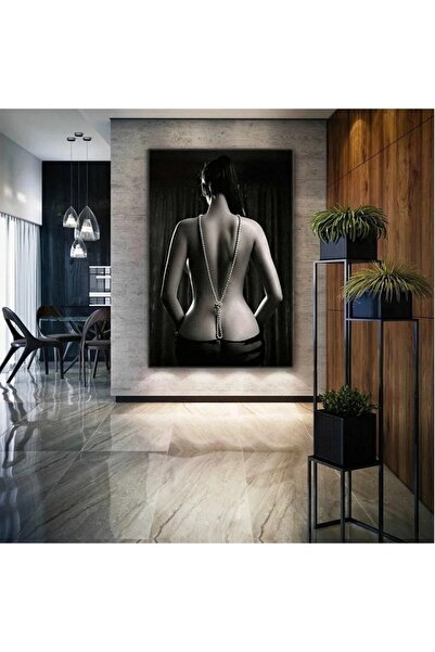 arajans Sırtı Dönük Inci Kolyeli Model Nü Kadın Kanvas Tablo ART00202