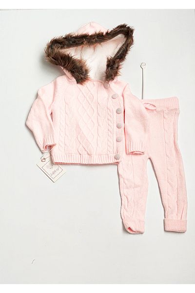 a baby Baby Knitwear Cardigan Set Lined Plush