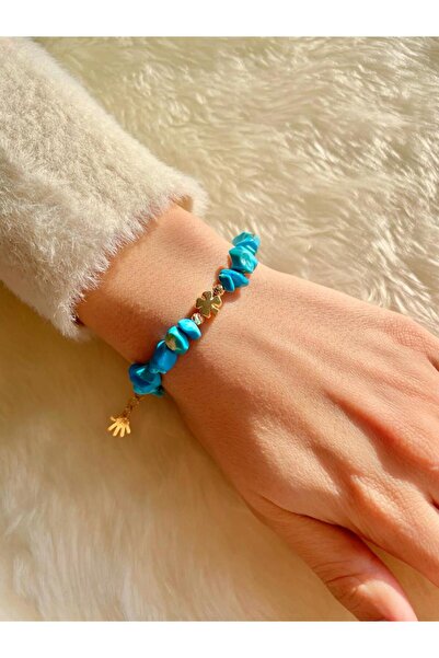 Beykan handmade Bileklik Doğal Taş Yoncalı Turkuaz/firuze Serisi