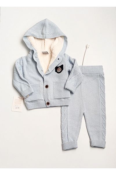a baby Baby Knitwear Cardigan Set Lined Embroidered