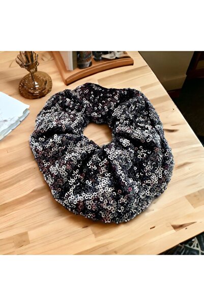 alsaccessories Țesătură cu paiete de culoare neagră Cataramă Simit de dimensiuni mari, Clip de păr