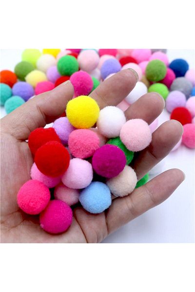 Hobialem Pompom, 20 Mm, Colorful Pompom, Plush Pompom, Pack of 100
