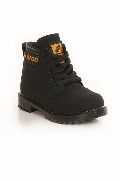 lord's ayakkabı Black Nubuck Zippered Rubber Sole Water-resistant Kids Boots