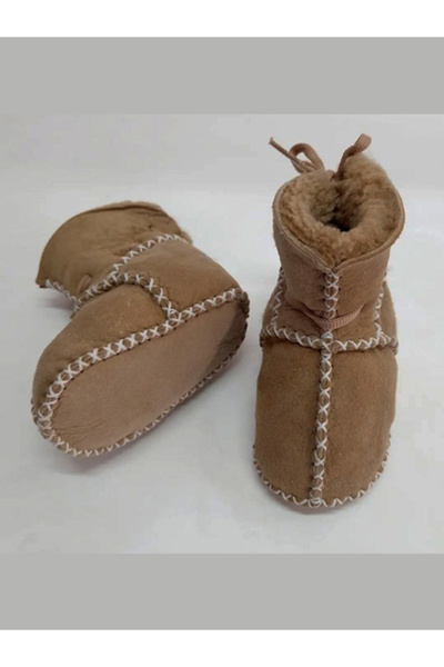 TUĞBİŞ Bebek Organik Kuzu Derisi Bebek Botu Bebek Patiği İlk Adım Ayakkabısı ...