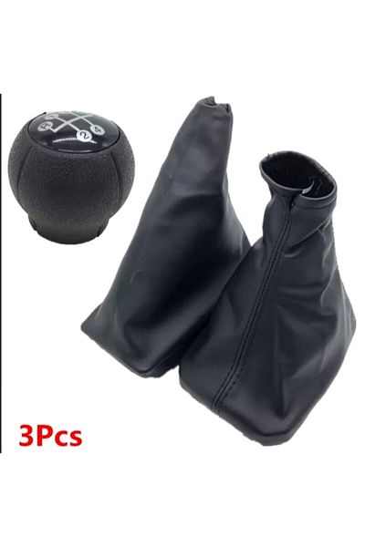 gürler oto kılıf ve aksesuar Opel Corsa C - Combo C Compatible Gear Shift Gaiter Handbrake Gaiter Shift Knob Set of 3 (FRAMED)