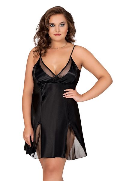 herrenk Cămașă de noapte din satin roșu Moongirl BT-10089 King Size - 2XL