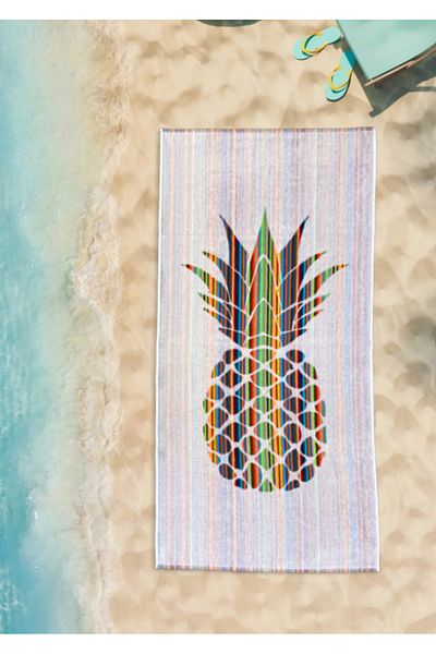CottonTherapy Pineapple 72x150 Cm Beach Sea Pool Towel 100% Cotton Jacquard Yarn Dyed