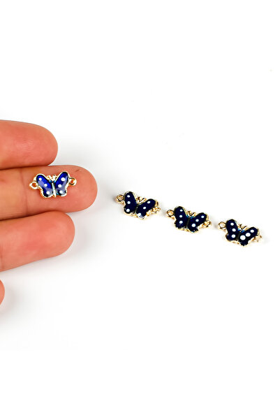 yfhobi 1 ADET - 15 mm LACİVERT MİNELİ ÇİFT KULP KELEBEK TAKI APARATI, ALTIN K...