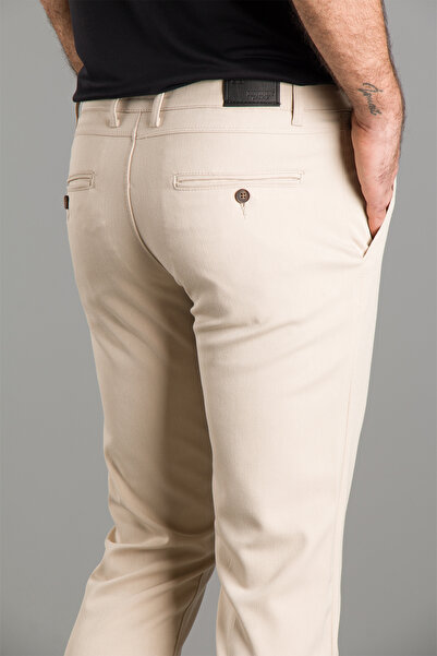 ZEKİ ÖZER Ανδρικό λινό παντελόνι σε μπεζ καμβά