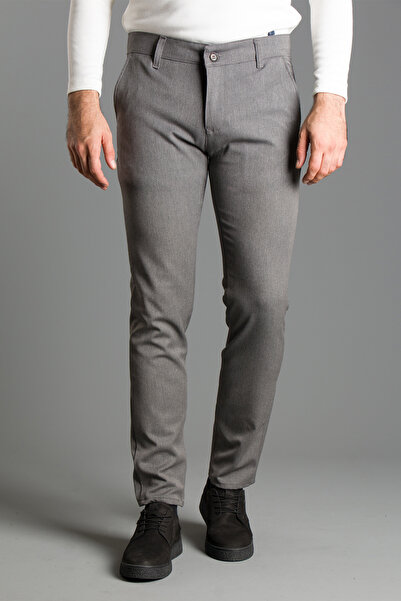 ZEKİ ÖZER Men's Gray Canvas Linen Trousers