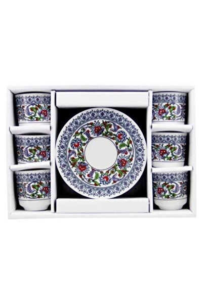 greenfor evlife Porselen Topkapı Çini Desenli 6 Kişilik Türk Kahvesi Fincan Takımı 12 Parça-07