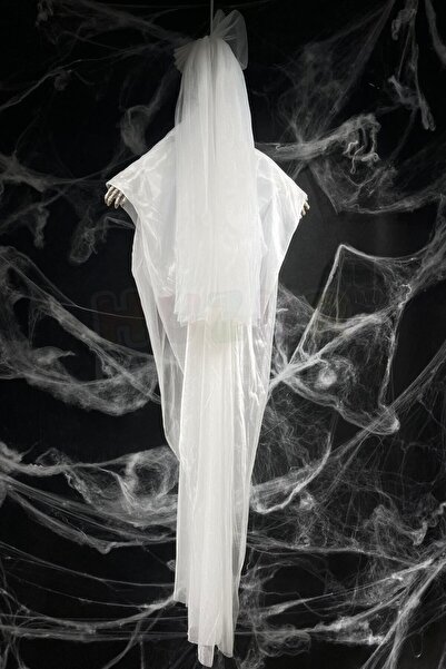 Huzur Party Store 130 Cm Duvaklı Gelin Cadı Kolları Hareketli Sesli Durmadan Çalan Dekor Halloween Cadılar Bayramı