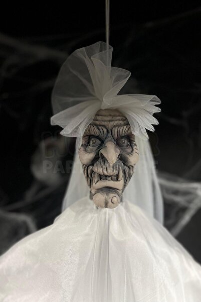 Huzur Party Store 130 Cm Duvaklı Gelin Cadı Kolları Hareketli Sesli Durmadan Çalan Dekor Halloween Cadılar Bayramı