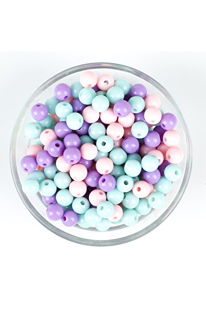 yfhobi 25 Gram - 8 mm Mor-Turkuaz-Pembe Tonları Renkli, Yuvarlak Plastik Bonc...