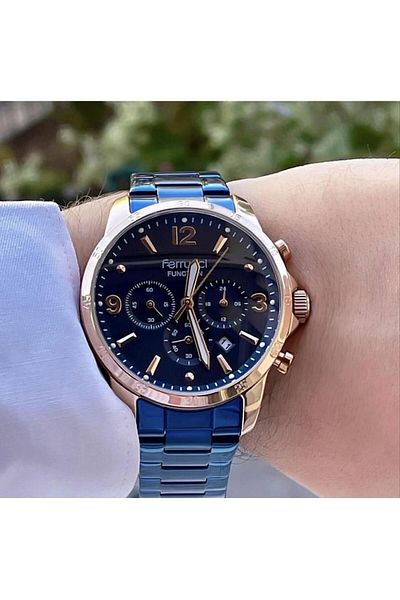 Ferrucci Men's Multifunctional Metal Band Wristwatch