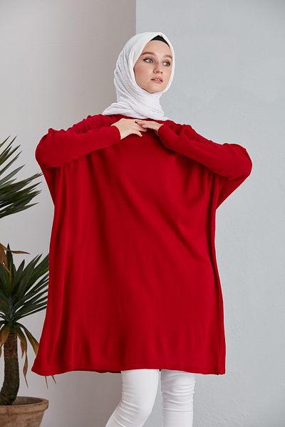 MODAMÜNASİP Half Turtleneck Knitwear Poncho Sweater Tunic