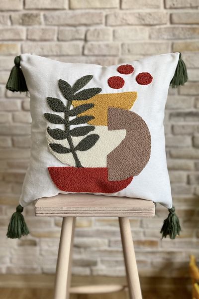 SWITA Home Design Double Combination Punch Embroidered Throw Pillow Cover (panch)