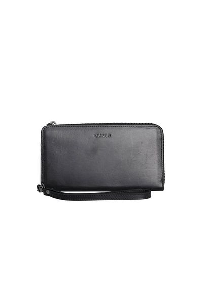 GUARD Antique Black Multifunctional Genuine Leather Wallet And Handbag