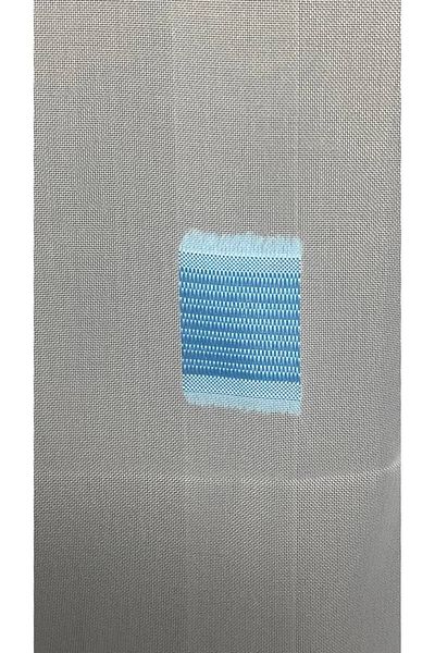 AKÇA TEKSTİL TERGAL TURQUOISE CHECKED WHITE COLOR SINGLE WING Ready Planted Pleated Background Curtain 300*260 Cm