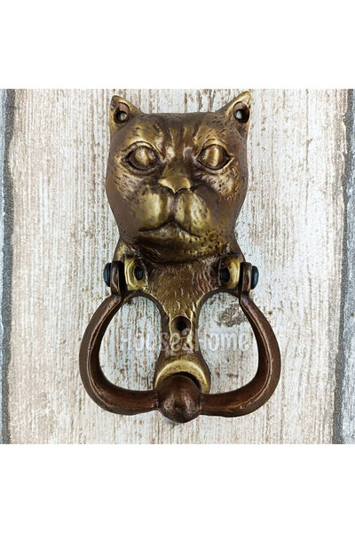 HOUSE2HOME pisică ciocane din alamă lucrate manual, galben antic