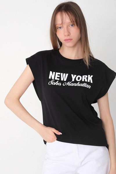 Addax Crew Neck New York Printed T-shirt P10055-t5