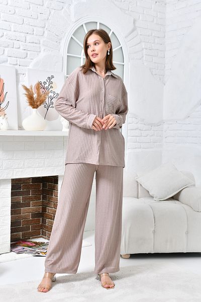 VOLT CLOTHİNG Damen-Hosenset mit weitem Bein und Brusttasche