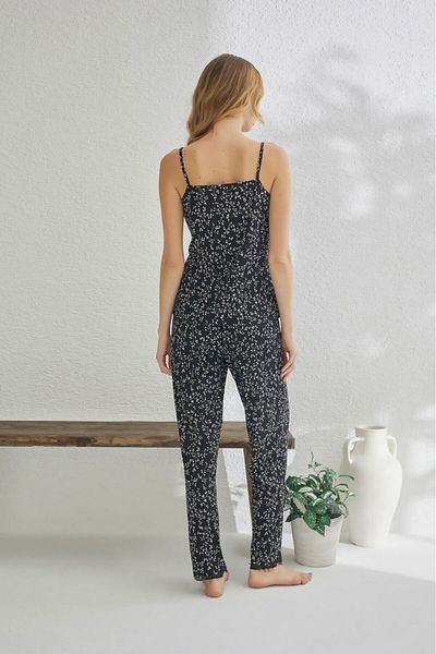 LİNOTTİ SET PIZAMĂ VISCOSĂ CU MOTIV DE FLORI NEGRU 23106