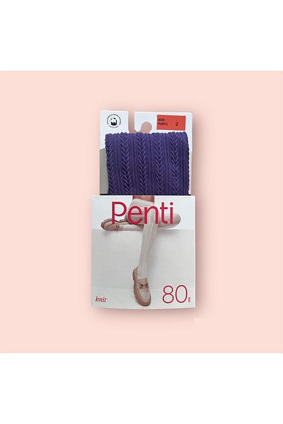 Penti Women's Knit Purple Thick Self-Patterned Winter Patterned Pantyhose