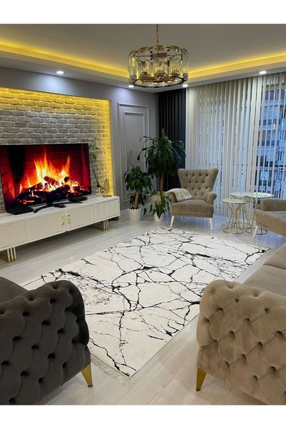 simenteks Dijital Baskı Yıkanabilir Kaymaz Taban Leke Tutmaz Yolluk Kilim Salon Mutfak Halısı