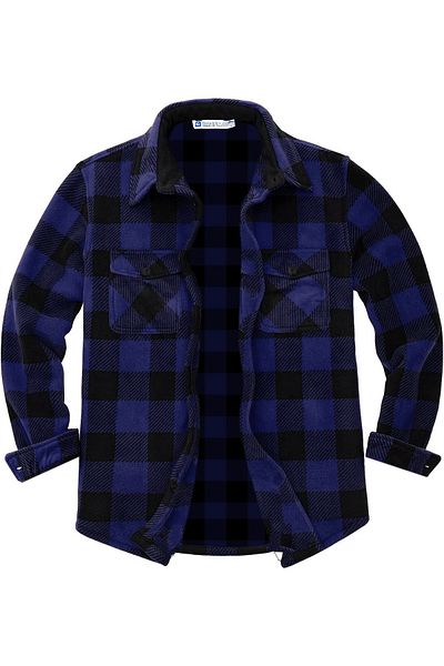 GHASSY CO. Ανδρικό μπουφάν Fleece με γιακά πουκάμισο εξωτερικού χώρου με κουμπιά τεσσάρων τσέπες