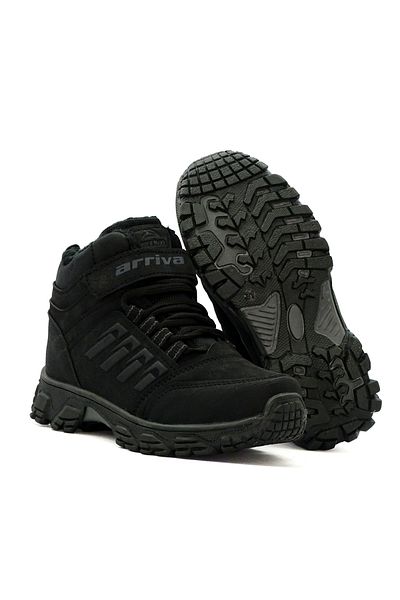 LETAO Boy's Cold Resistant Furry Trekking Μαύρες Μπότες με φερμουάρ