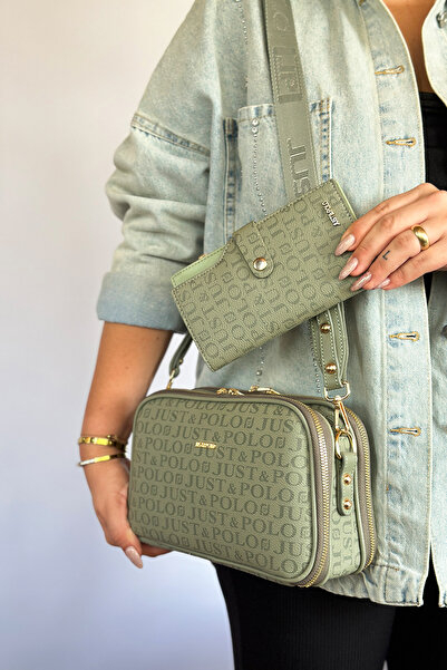 Just Polo S4 Medium Size Green Combination 5 Compartment Women's Shoulder Bag...