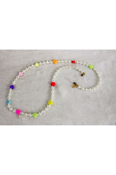 çınar bahçesi Summer Trendy - Heart Children's Glasses Chain and Necklace