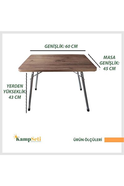 KS KampSeti 2 Adet Katlanır Kamp Sandalye ve Masa Seti-Taşınabilir Piknik Bahçe Sandalyesi-Masası