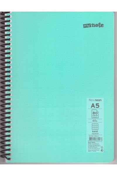 Umur Kırtasiye A5 80 YpSpiral Checked Plastic Cover Notebook 1 Piece