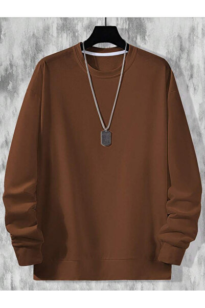 Adrift Унісекс Жіночий/Чоловічий Кавовий Favorite Oversize Велосипедний комір Бавовняний Світшот