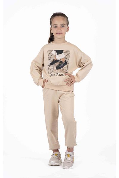 best kids Pantaloni de trening cu elastic bej pentru fete