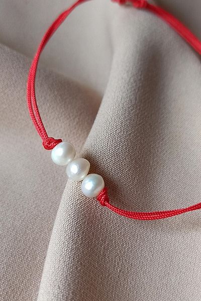 Roe takı aksesuar Red String 3 Pearls Lucky Bracelet